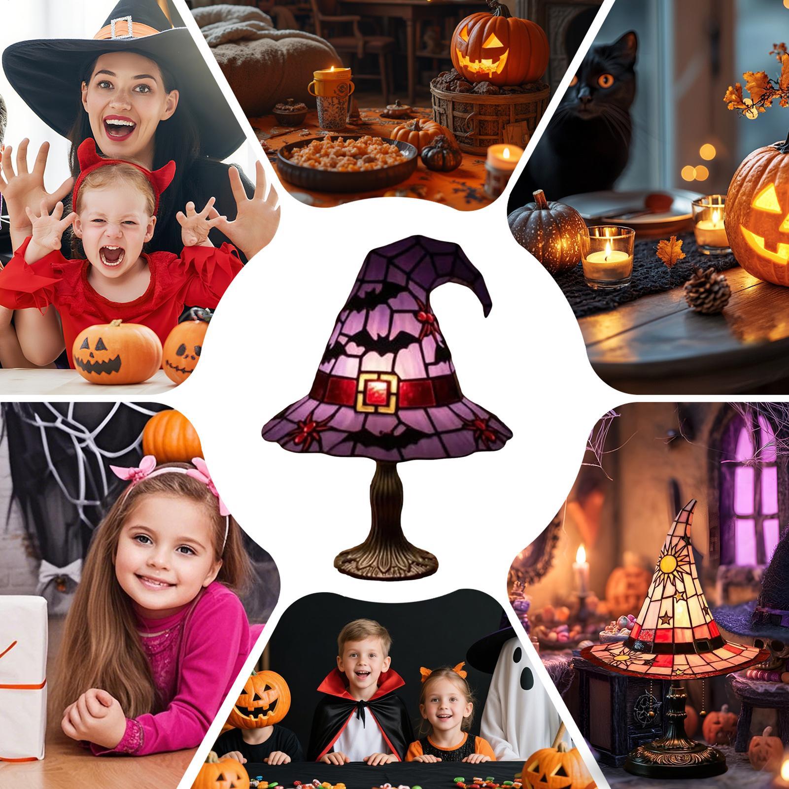 

Halloween Lamp Witch Hat Shaped Spooky Fun Light Creative Halloween Desk Lamp For Dining Table Balcony Kitchen Basement Bedroom фиолетовый