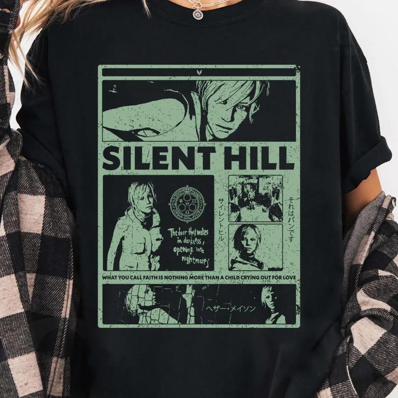 Retro Silent Hill Tshirt 90s Retro Horror Video Game Tshirt for Women Summer New Unisex Casual Fashion Tshirt S
