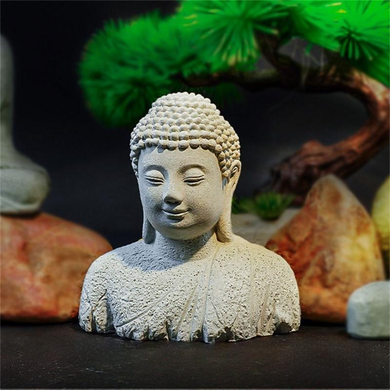 Peaceful Buddhist Stone Carving Sculpture Decorative Buddhism Statue For Office Desk Garden Arrangement