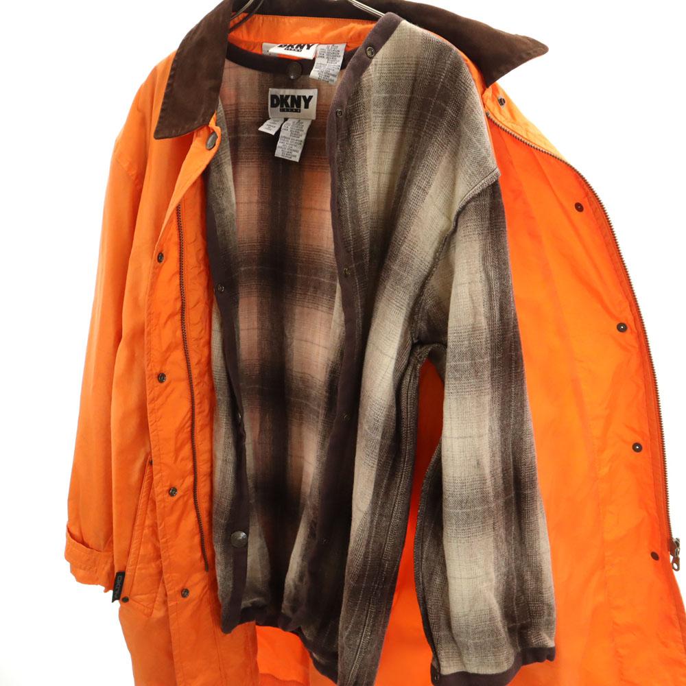 DKNY JEANS 90s Old Stainless Collar Coat S Orange With Liner Women Used