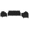 3 Piece Sofa Set with Cushions Black Fabric