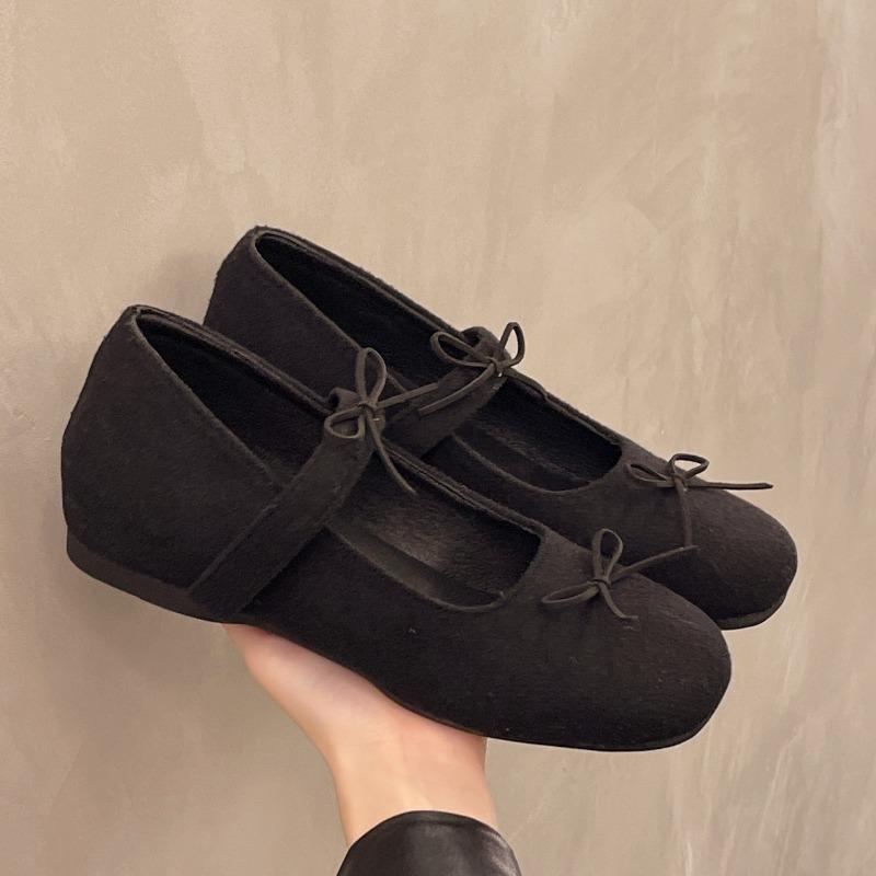 Fashion Mary Jane Shoes Women 2025 New Spring French Square Toe Bow Sweet Shallow Inside Heightening Slip Strap Single Shoes