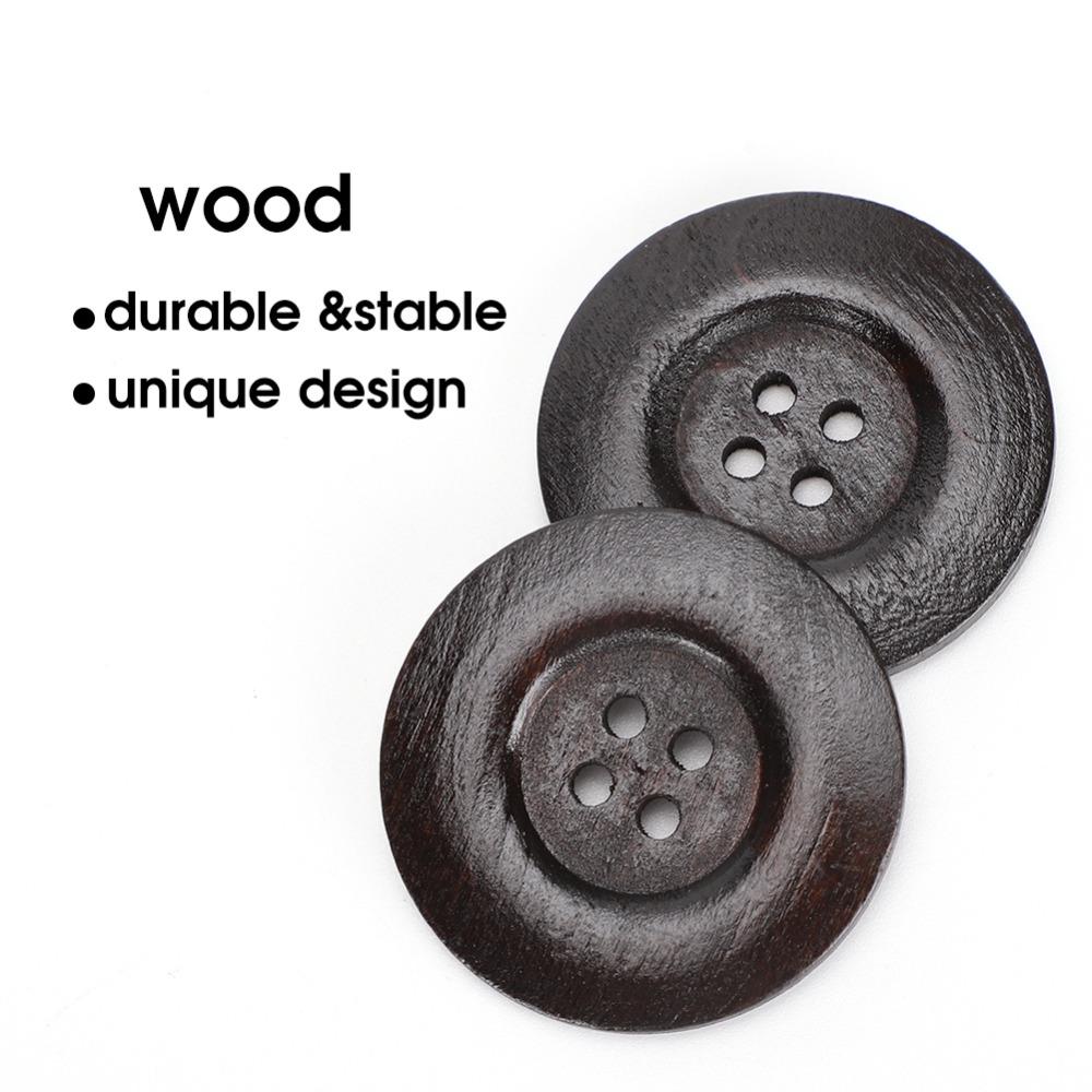 30pcs 40mm Craft Sewing Buttons 4 Holes Round Wood Buttons Vintage Style Coat Buttons  DIY Crafts