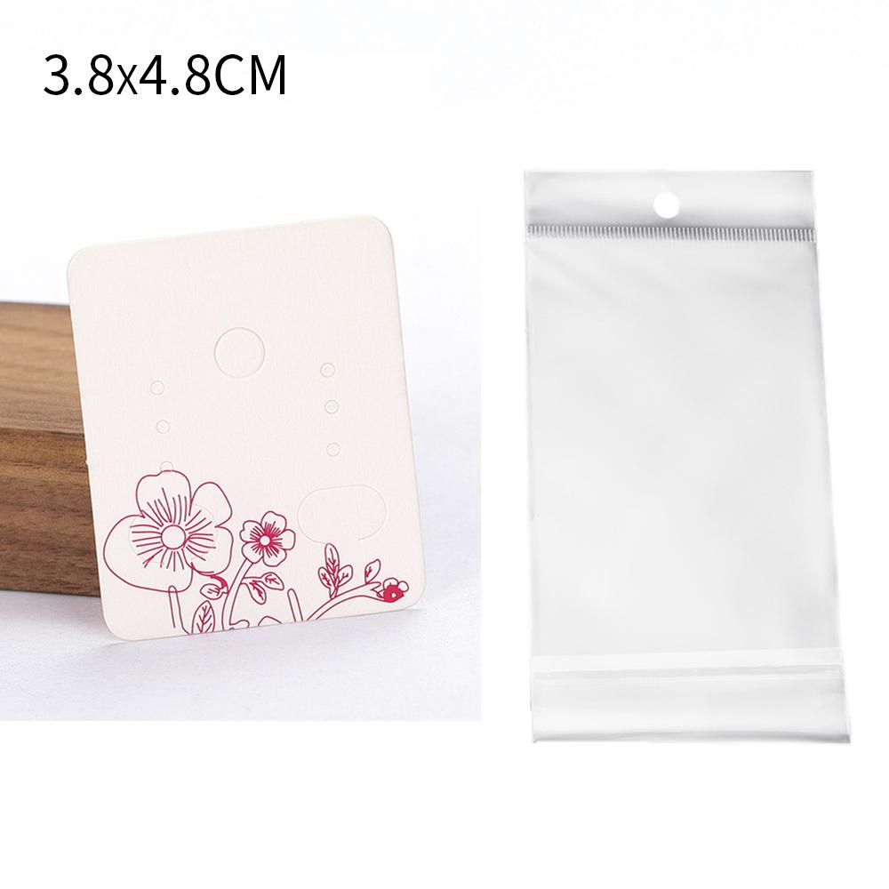 50 Jeux de Cartes pour Boucles d'Oreilles et 50 Pièces de Sacs Cartes d'Exposition pour Colliers Boucles d'Oreilles Sacs Auto-adhésifs Carte en Papier Kraft pour Emballage de Bijoux DIY