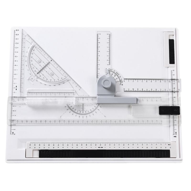 A4 Drawing Board Drafting Table Multifunctional Drawing Board Table with Clear Rule Adjustable Measuring System Compact