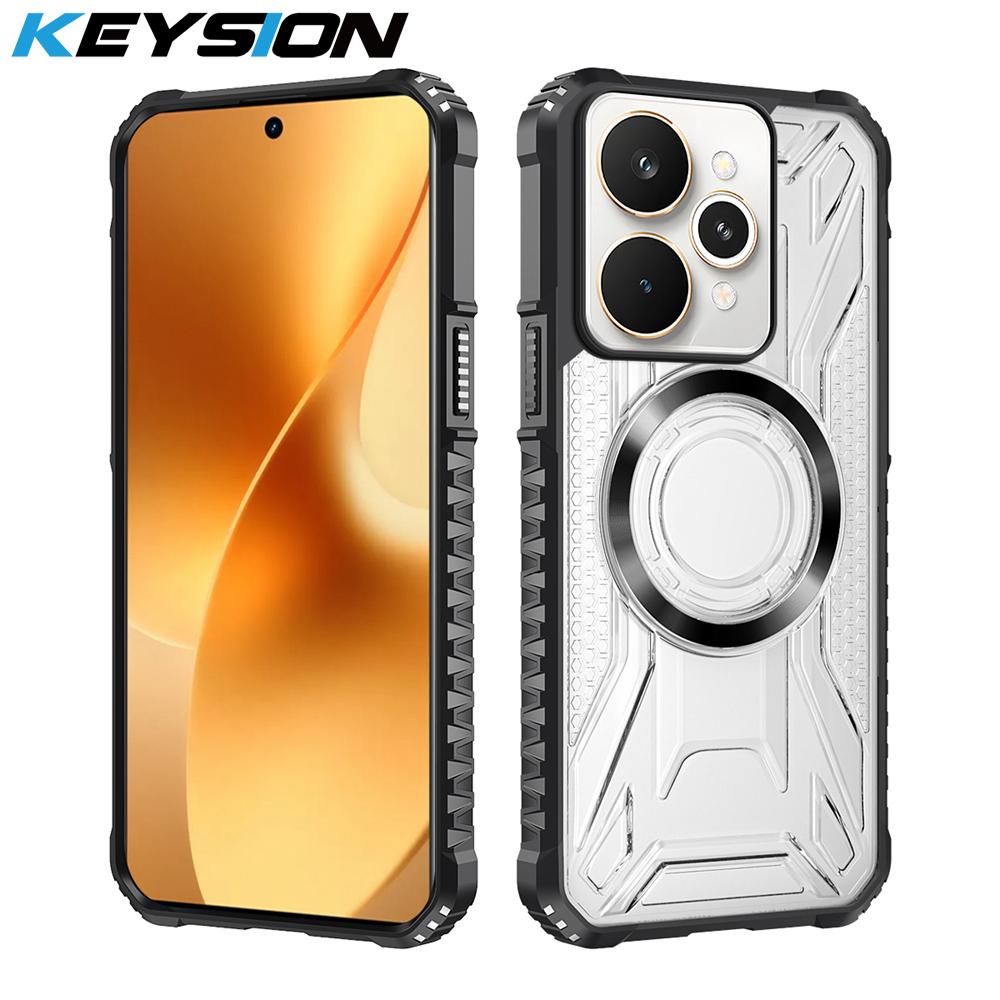 

KEYSION Прозрачный магнитный чехол для Realme 15 Pro 5G Мягкий силикон+ПК Ударопрочная задняя крышка для телефона для Realme 15 5G for Realme 15 5G чёрный