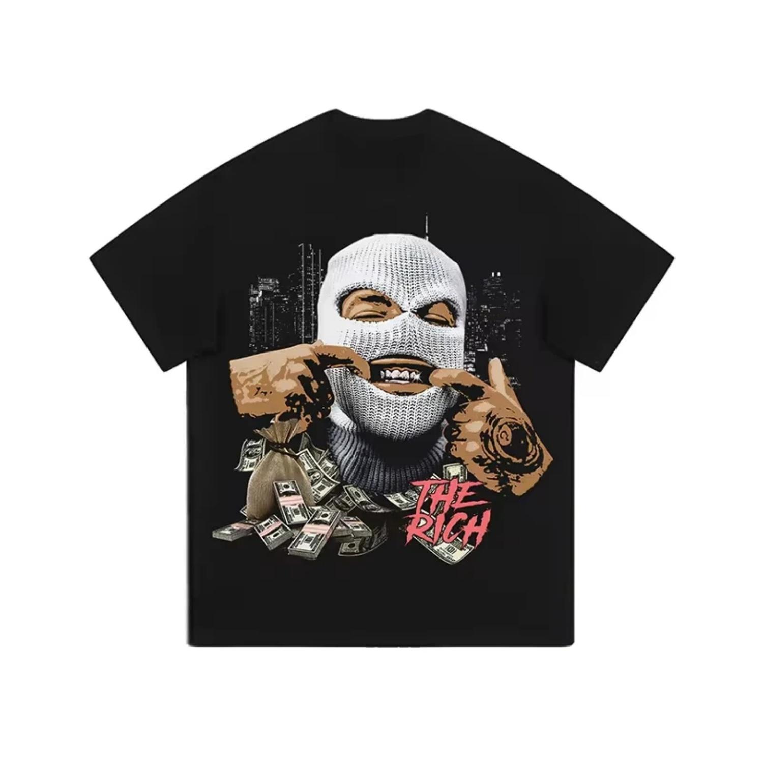 

American Y2K Retro Spoof Oil Painting Print Old Vintage Short Sleeve Cotton T-shirt Men Women Ins Trend Brand Oversized Top Tee XXXXXL чорний