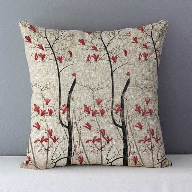 Colorful Plants Life Trees Printed Cushion For Couch Seat Back Cushions Home Decorative Pillows 45X45Cm