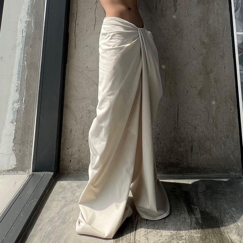 Specialty Irregular Waist Design Slim Casual Pants Solid Color Fashionable Loose Lazy Style Trousers for Women