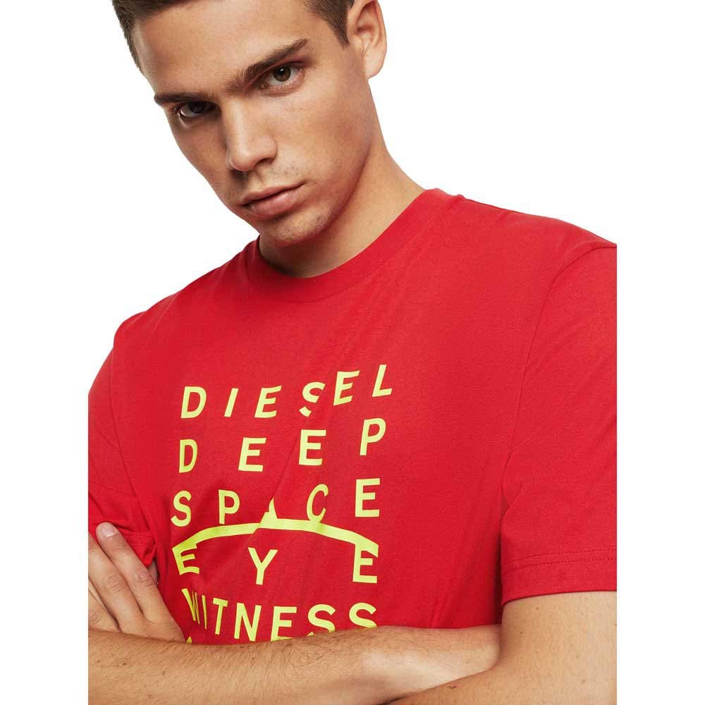 Diesel Men's Square Text Print T-Shirt 00S4EL0091A, Size Small, Red, 42A