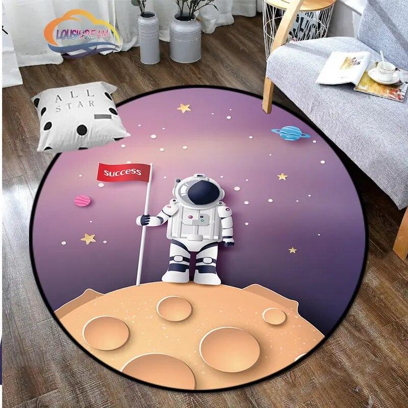 Space Universe Vector Ufo and Many Planets In Galaxy Round Bedroom Floor Mat Cosmos  solar system pattern Decoration Carpets