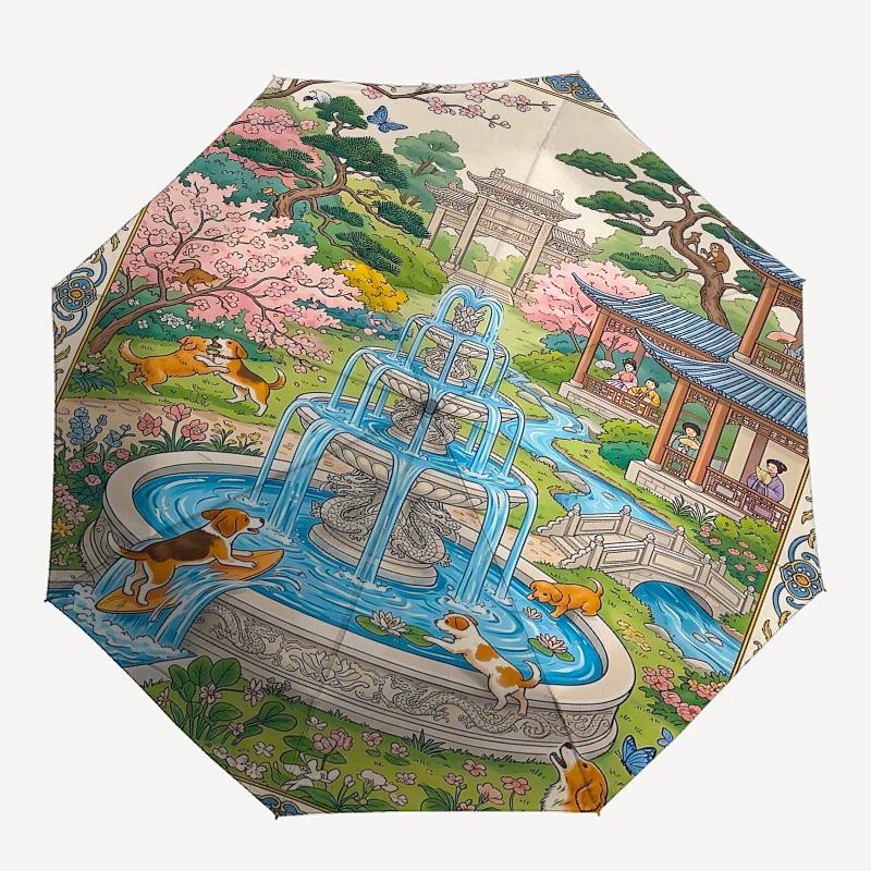 

1PC Garden Fountain Umbrella-8-Rib Reinforced, Automatic Open, Lightweight & Durable, Fashion Accessory for Outdoor, Beach L0358