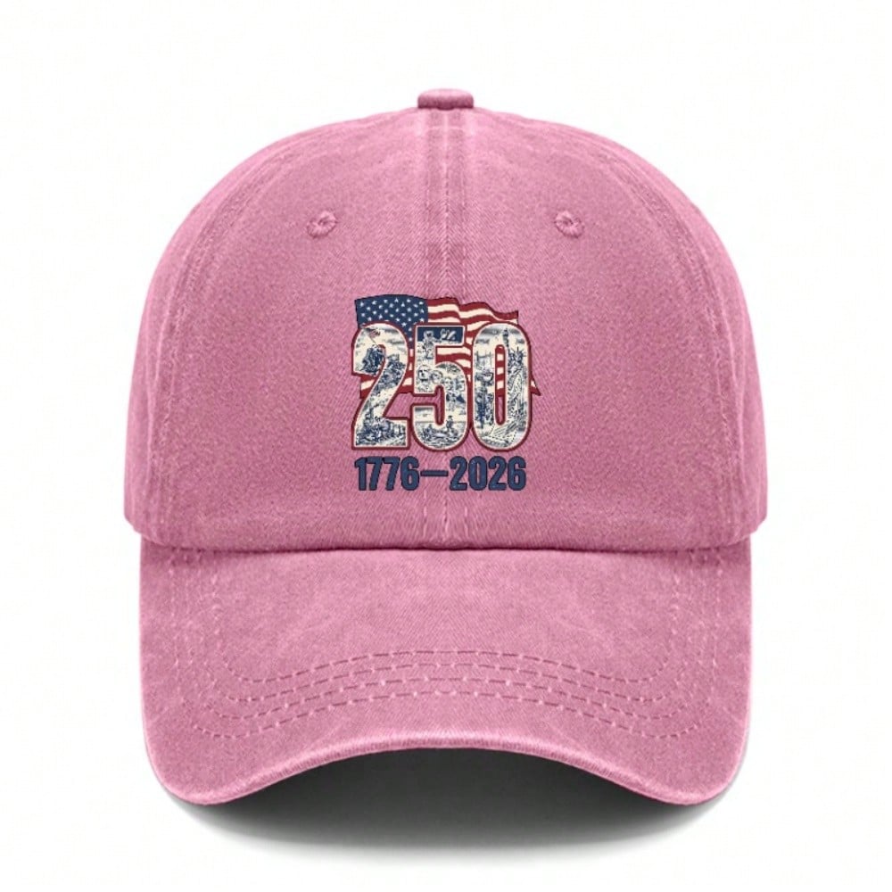 2026 Commemorative Baseball Hat - Vintage Washed Unisex Polyester Adjustable Curved Brim Hat Patriotic Streetwear Baseball Cap For Independence Day