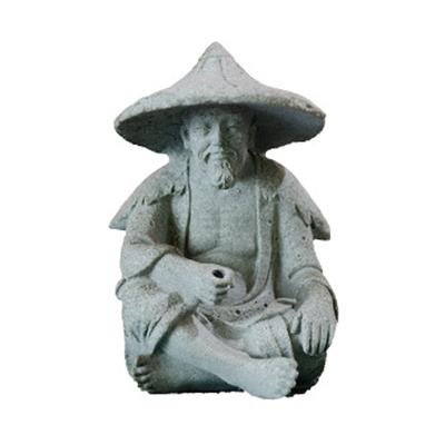 Fisherman Ornament Resin Unique Light Gray Old Man Fishing Statues for Rock Garden Ecological Fish