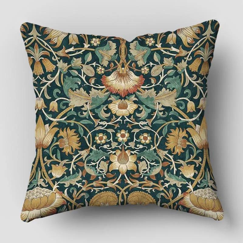 William Morris Pillow Cover Bedroom Home Office Decorative Pillowcase Square Zipper Pillow Cases Satin Fabric Eco-Friendly