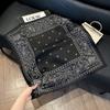 Silk scarf women's spring and autumn decoration versatile ins simple style striped square scarf streamer simulation silk fashion scarf scarf scarf