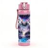 1PC Dark Wolf Psychedelic Color Art Print 750ml Color Plastic Sports Water Bottle Leakproof Flip Straw Lid Suitable for Sports Office Home Use