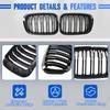 2 Pcs Car Front Bumper Kidney Grille Grill Racing Grills Double Line For BMW E46 4 door  1998 1999 2000 Glossy Black