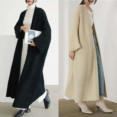 Women's Autumn Winter Long Sleeve Knitted Long  Coats Casual Loose Women Knitwear Baggy Sweaters