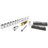 Stanley coffret de douilles compact 1/4 " - jeu de 37 pièces stmt82672-0 - cliquet 72 dents pour un angle de reprise de 5°