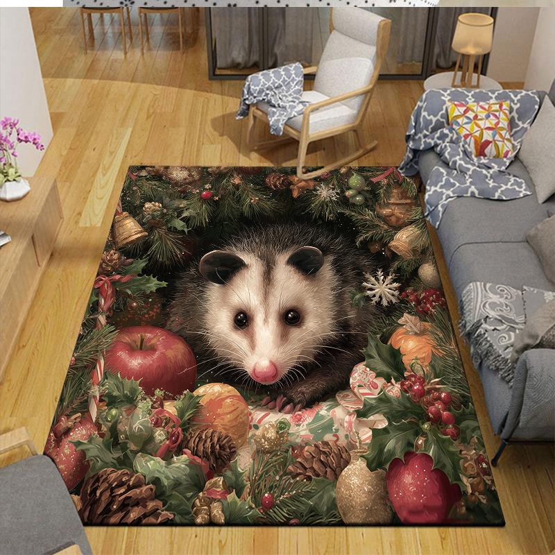 Weihnachtstiere Heim-Sofa-Dekoration für Wohnzimmer & Schlafzimmer, Rutschfeste Spiel-Flanell-Fußmatte für Spielzimmer
