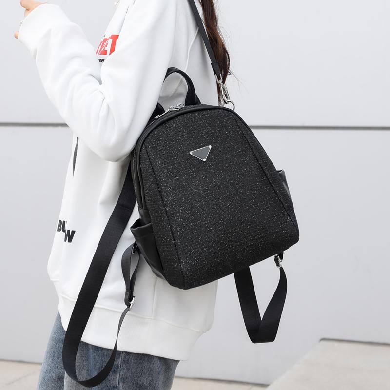 Patchwork Backpack Women's Diamond-Encrusted Large-Capacity Travel Backpack