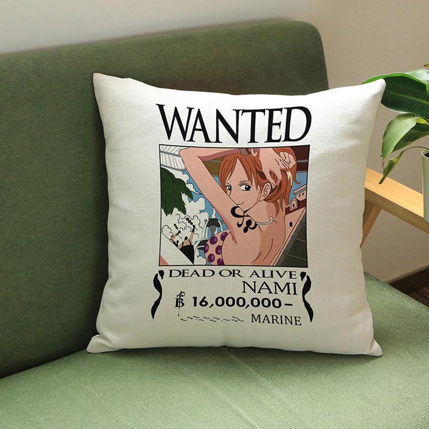 ONE PIECE Anime Cartoon Chopper Monkey D Luffy Nami Print Sofa Throw Pillowcase Home Decorative WANTED Video Game Cushion Pillow