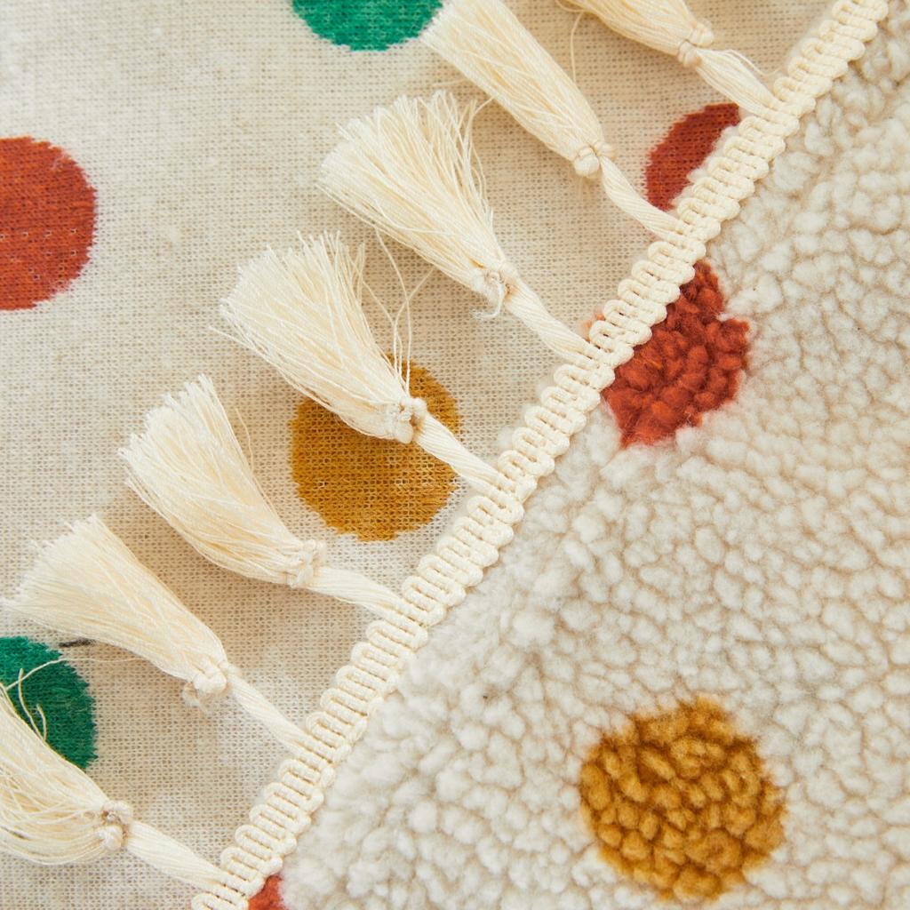 Bunte Punkte Sherpa Verdicken Warmes Sofa Handtuch mit Quasten, für Weihnachts-Atmosphäre Wohnzimmer Deko Couch Freizeitdecke Sofaüberwurf