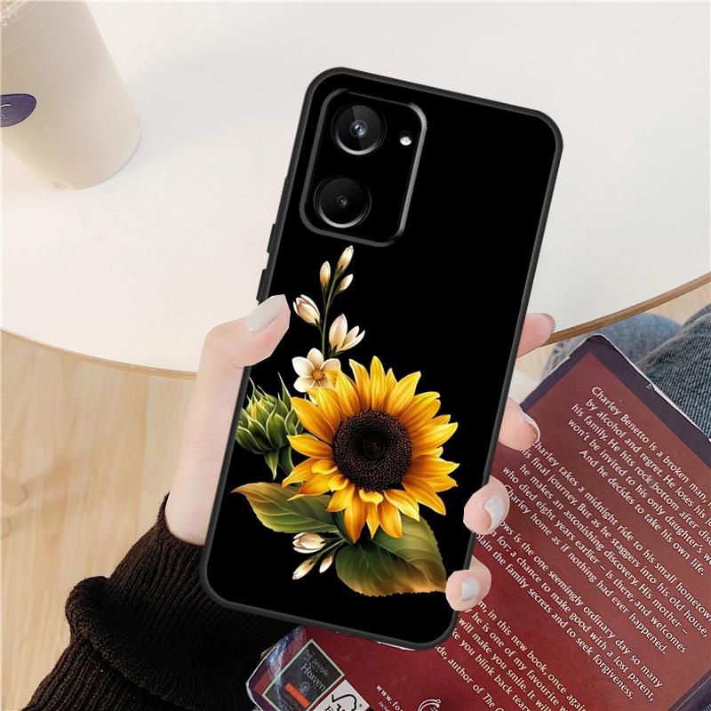 Beautiful Yellow Sunflower Case For Realme GT Neo 5 3 2 3T 8 9 10 Pro Plus C33 C35 C31 C30 C11 C15 C25 C21Y C55 Cover
