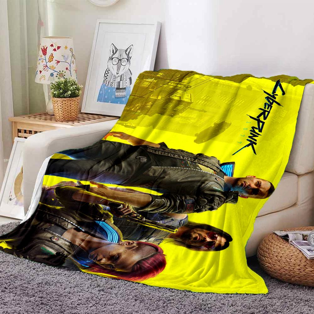 Cyberpunk Future Cityscape Blanket Soft Throw Blanket For Home Bedroom Bed Sofa Travel Office Solid Christmas Blanket