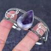 Natural Sage Amethyst Gemstone 925 Sterling Silver Cuff Bangle Adjustable W6T26