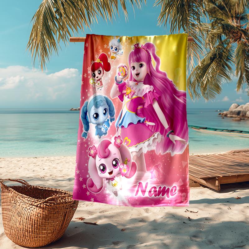 Custom Name Ultra-Soft Beach Towel with Twinkle Catch Teenieping Theme,Ideal for Pool - Camping, Diving - Perfect Travel Essential, Vibrant Beach Towe