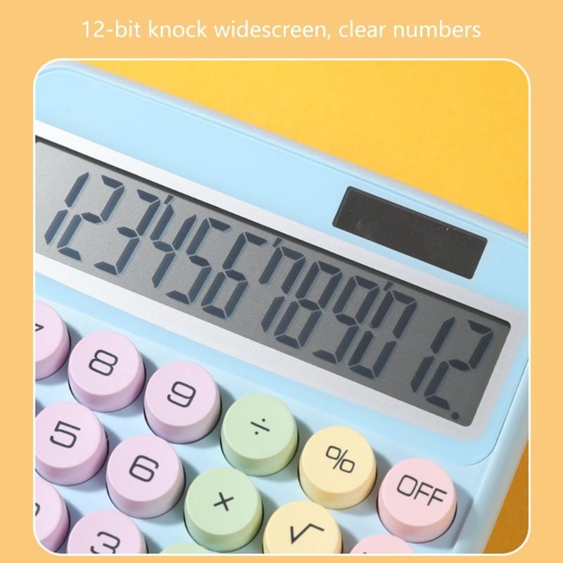 Cute 12 Digit Large LCD Display Calculator Mechanical Switches Calculator with Large LCD Display for Office Work Student