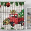 Christmas Shower Curtains Stairs Santa Claus Dancing Prints for Photography Cloth Studio Background New Year Home Bathroom