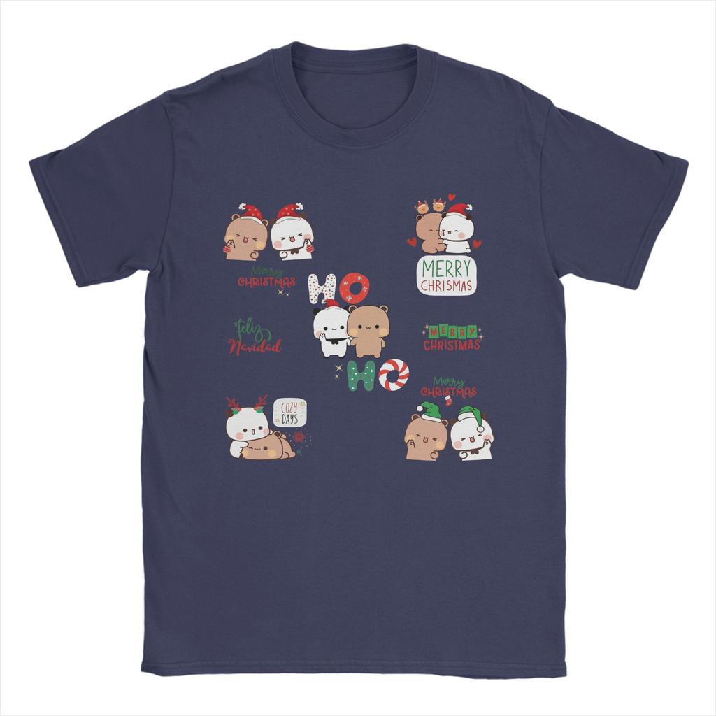Vintage T Shirt DuDu Bear and BuBu Panda Merry Christmas Pack! Cotton T-Shirts  Hipster Tshirt for Men Summer Short Sleeve Tees