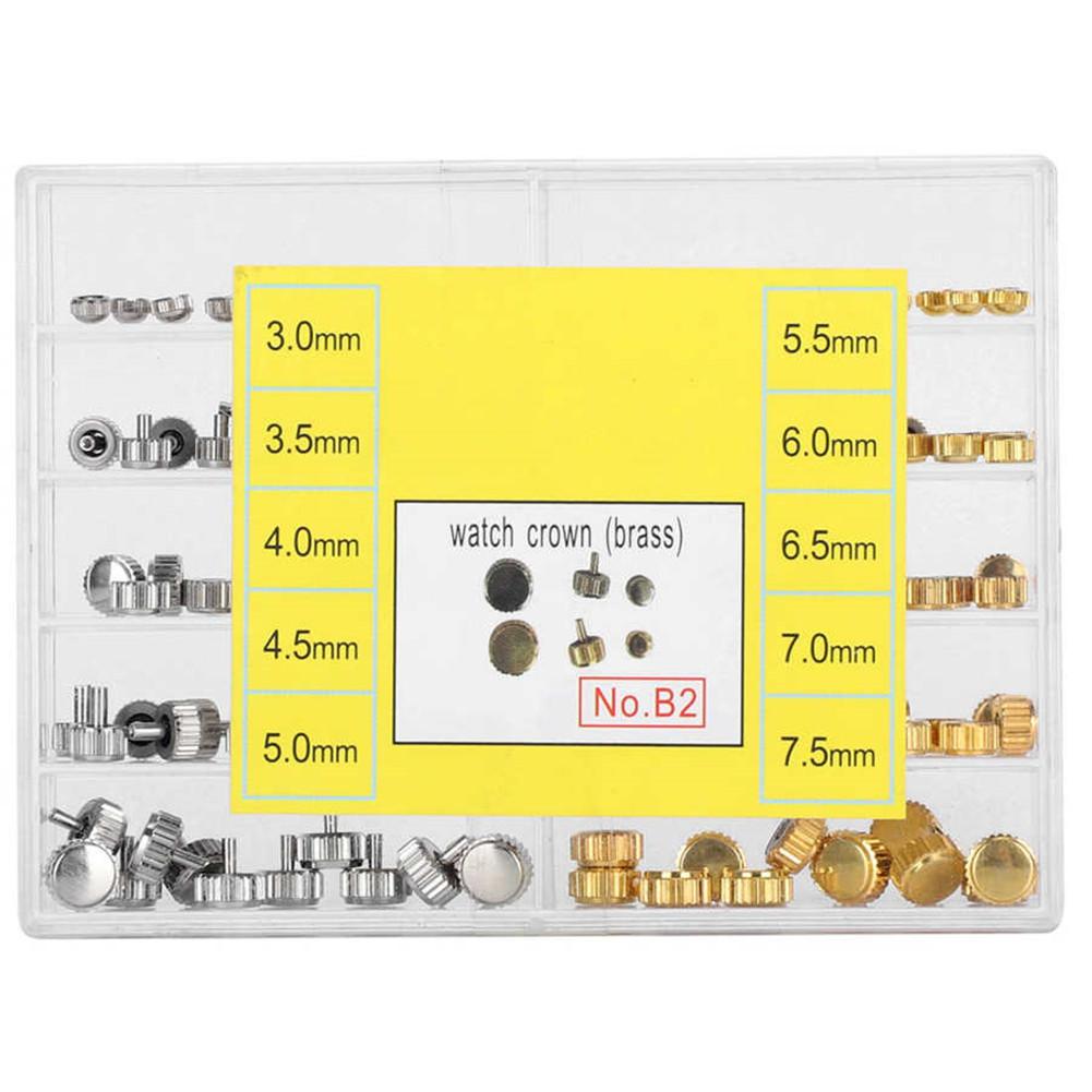 100pcs/set 3.0-7.5mm Alloy Watch Crown Parts Assorted Accessories Watch Repair Tool for Watchmaker