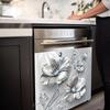 Silvery Floral  Decal Kitchen Fridge Dishwasher Sticker Self-Adhesive Removable Wall Decals Home Decor