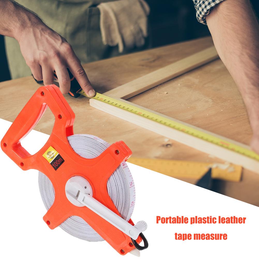 100 Meters Open Reel Fiberglass Measure Tape Depth Measurement Long Open Reel Measure Tape for Engineer Outdoor Athletic Field