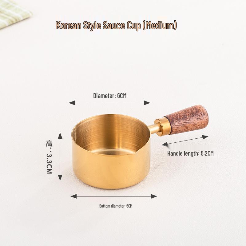 304 Stainless Steel Wooden Handle Sauce Measuring Cup for Western Cuisine