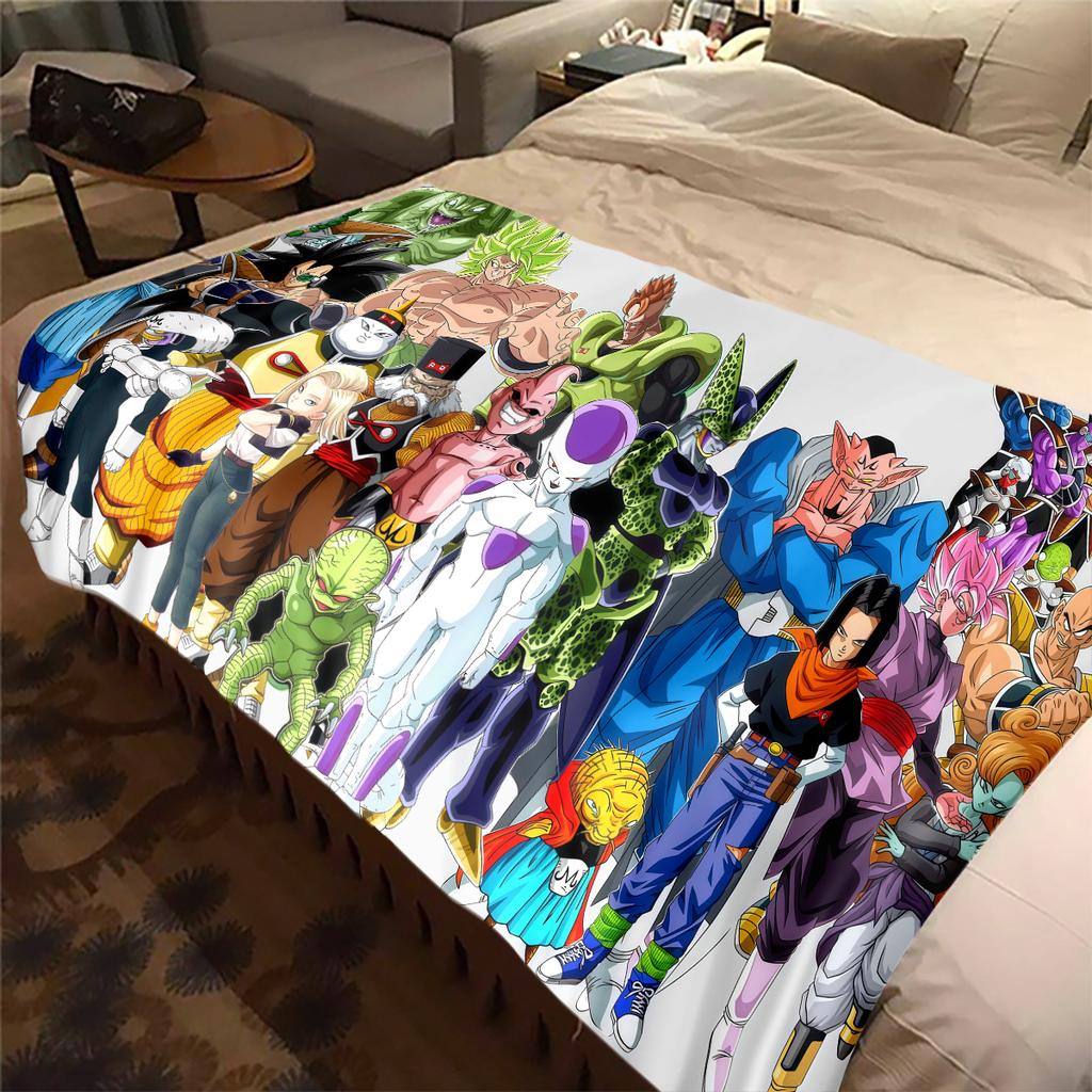 1PC Son Goku Print Flannel Blanket, High quality All Seasons, Home Decor, Warmth and Comfort, Perfect for Christmas Gifts