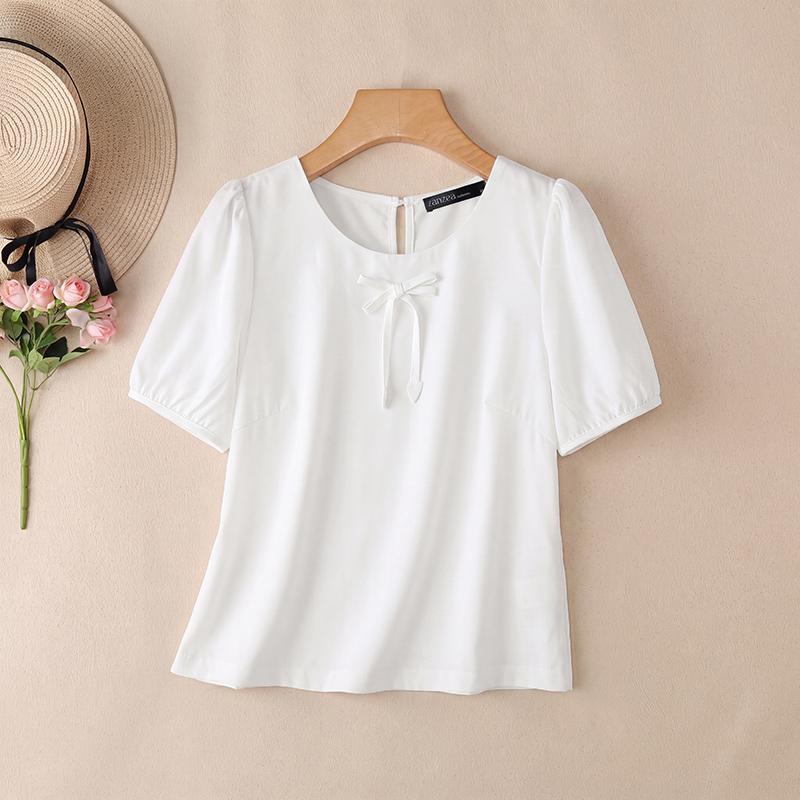 ZANZEA Blusa da donna casual a girocollo, tinta unita, manica corta larga