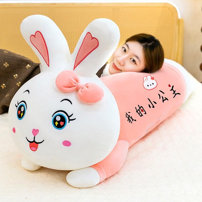 Plush Rabbit Toy With Bowknot Long Body Pillow Girls Women Sleep Hug Gift Valentines Day