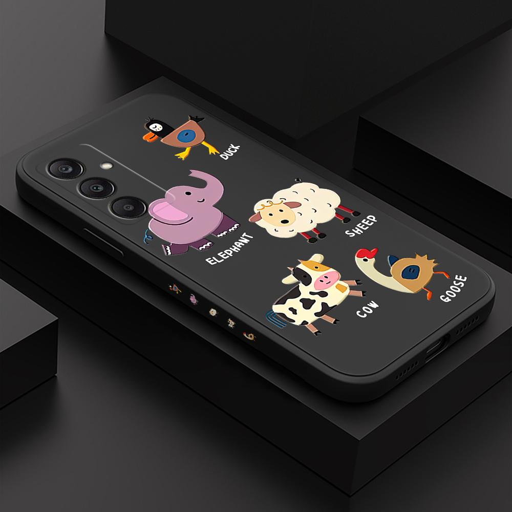 Cartoon Colorful Pattern Printing Phone Case Square Liquid Silicone TPU Full Cover Camera Shockproof Protection Cover for Samsung Infinix Tecno