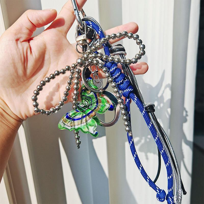 Exquisite Multi-Element Bag Pendant High-Grade Hand-Woven Rope Beaded Rope Keychain Versatile Bag Decoration Accessories Gifts