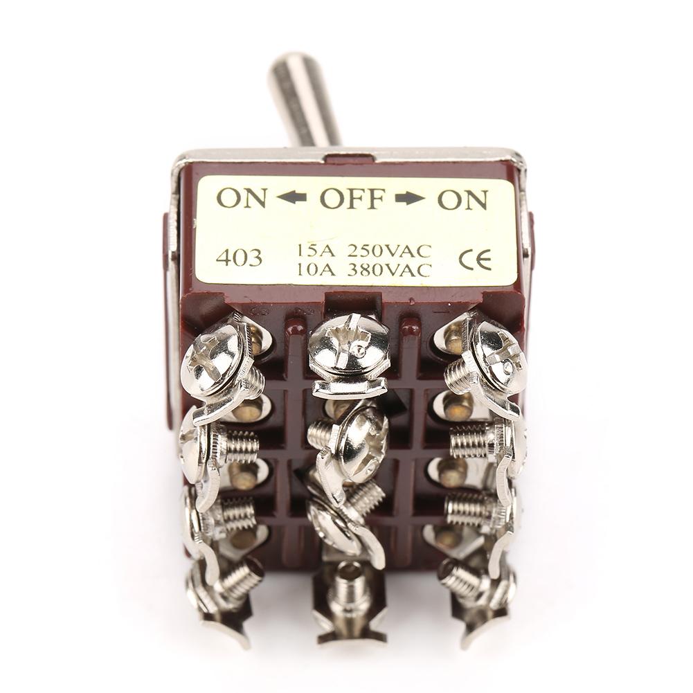 ON/OFF/ON 3 Position Toggle Switch 4PDT 12 Pin 12mm 15A/250VAC 10A/380VAC 4PDT 3 Position Toggle Switch