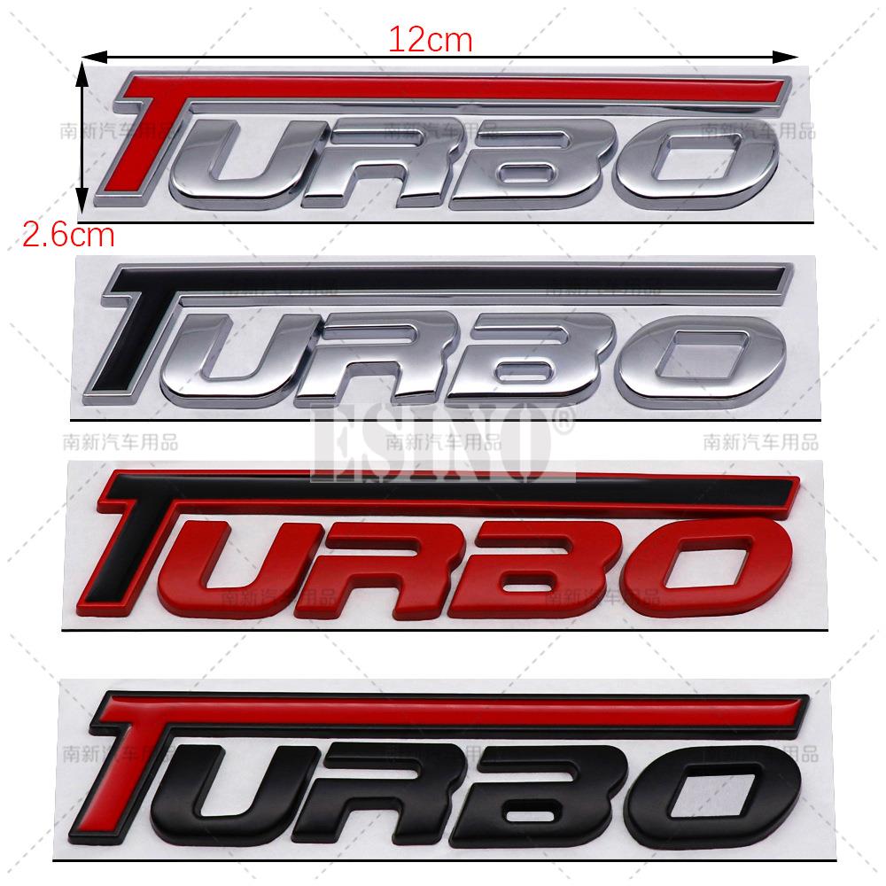 Htyng6 New 3D Turbo Metal Zinc Alloy Fender Adhesive Emblem Rear Trunk Badge Car Body Sticker Decal