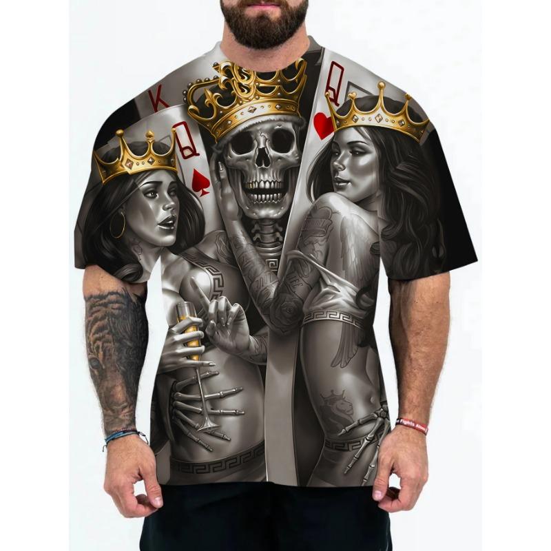 3D Digital Printing of European American Adult Men's T-shirts with Animal Character Patterns