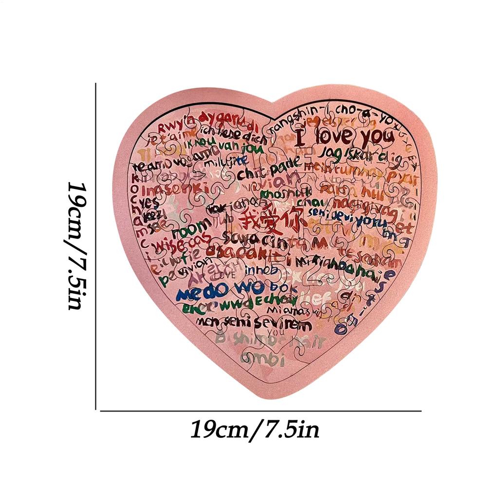 

Heart-Shaped Jigsaw Puzzle Wooden 100 Languages Home Decor Valentine s Day Heart Puzzle for Table Window Porch Party Festival червоний