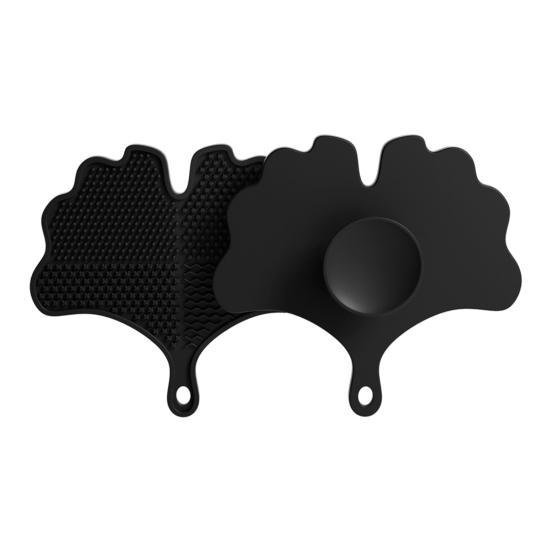 Silicone Makeup Brush Cleaning Mat with Suction Cups Non-slip Portable Travel Ginkgo Leaf Shape Cosmetic Brush Tools Cleaning Pad