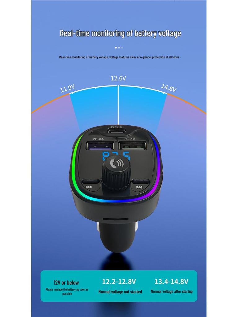 HT-3 Car Bluetooth Charger: MP3 Player, TF Card, USB Drive, 3.1A Output